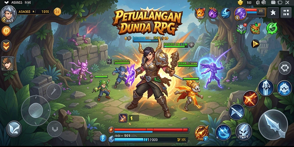 Screenshot menunjukkan aksi seru dalam gameplay RPG ASIA303.