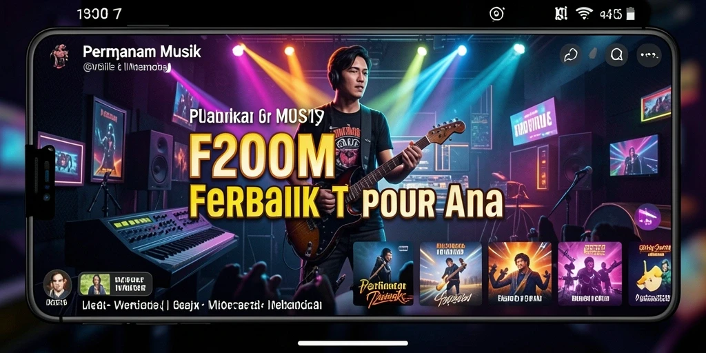 Screenshot F200M menampilkan gameplay interaktif dan seru dalam dunia musik.