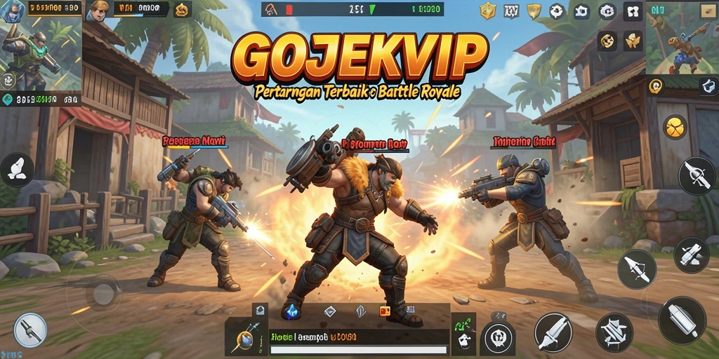 Tampilan gameplay seru dalam pertarungan Battle Royale GOJEKVIP.